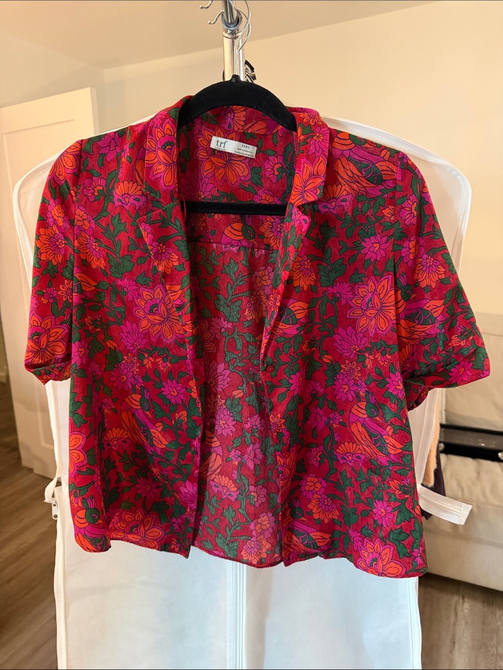 Pink Floral Short Sleeve Open Cardigan
